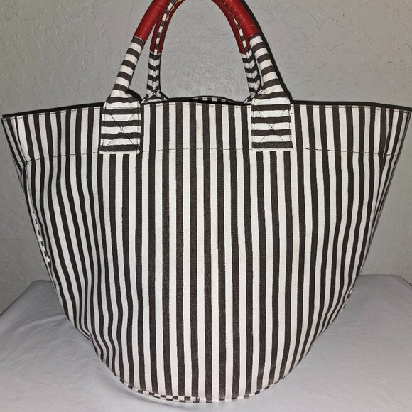 Henri Bendel Extra Large Striped Canvas Tote Bag, Beach Bag AS IS - Picture 8 of 15